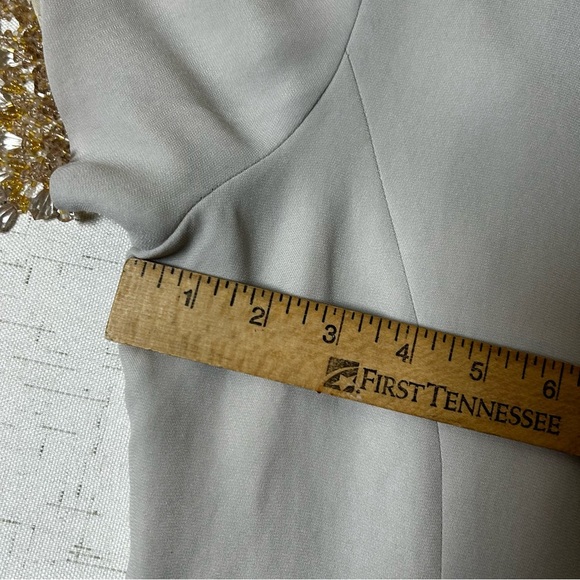 J Mclaughlin midi Bejeweled sleeves Cream Colored Dress Size 10 made in USA - Picture 8 of 13